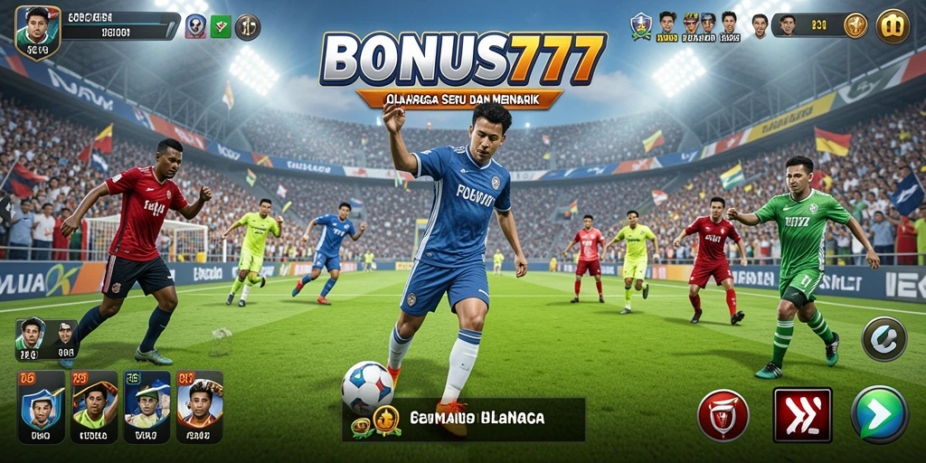 Tangkapan layar utama game BONUS777 yang menunjukkan aksi olahraga yang seru.