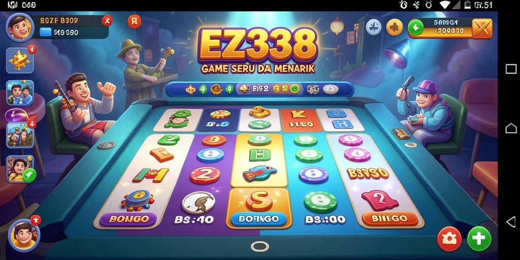 Screenshot gameplay EZ338 yang menampilkan suasana permainan Bingo yang seru.