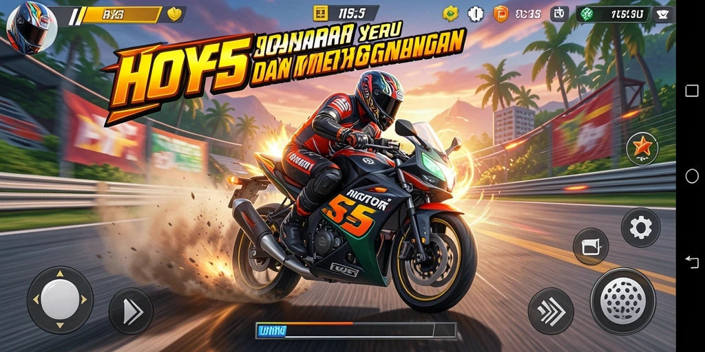 Tampilkan gameplay seru balapan motor di HOYE55.