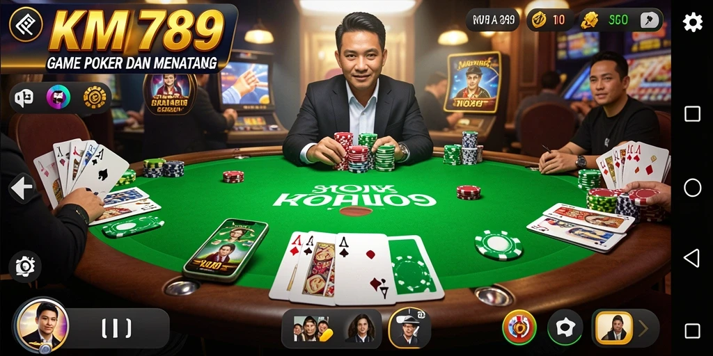Tangkapan layar gameplay KM789 dengan suasana bermain poker yang seru.
