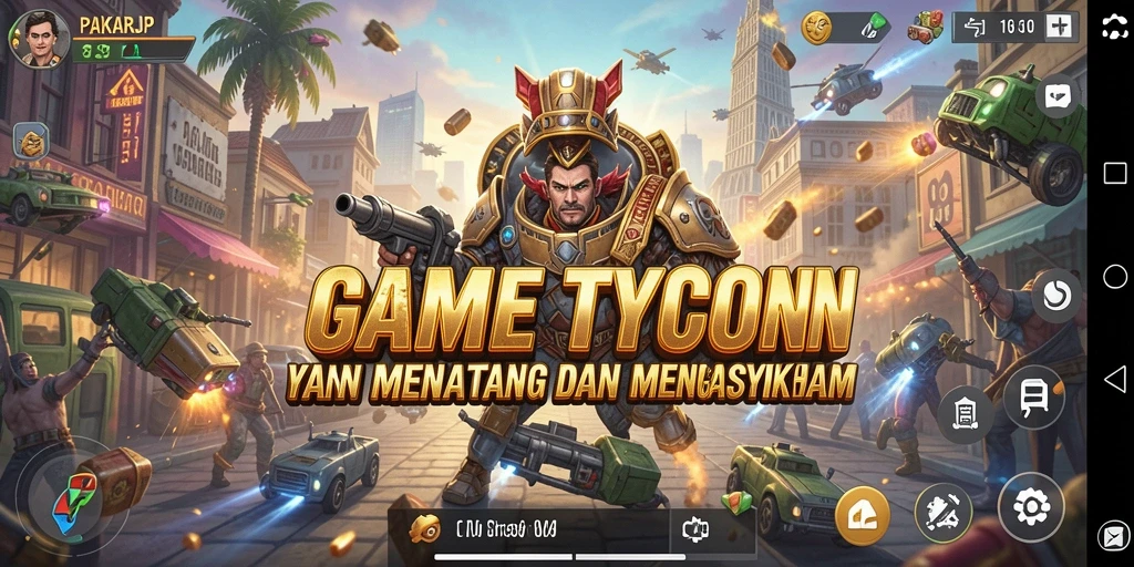 Tangkapan layar menampilkan gameplay seru PAKARJP dalam membangun bisnis Tycoon.